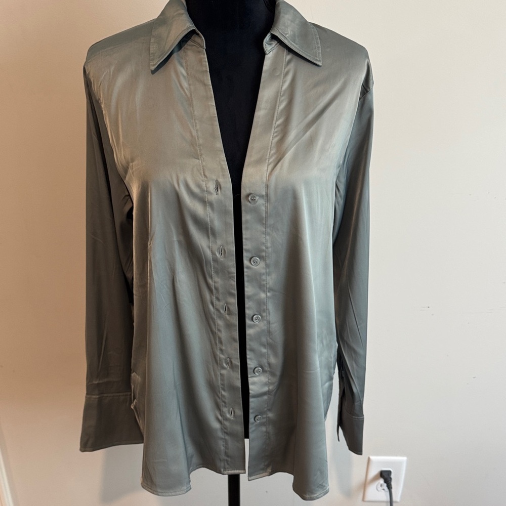 H&M Silver Button-Down Shirt for Women